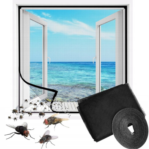 ZZ81 Moskitonetz Fenster-Insektenschutz 150x180 + RPE schwarz Moskitoschutz