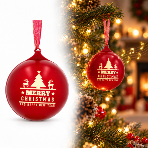 MUZ7613 Weihnachtskugel mit Lautsprecherfunktion, 8,5 × 8,5 × 9,5 cm