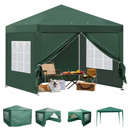 TG77595-1 GARTENPAVILLON ZELT 4 WAND GAZEBO GARTENPARTY KOMMERZIELL