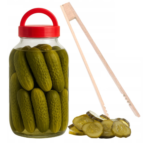 CHOM300/A 3L EINMACHGLAS ZUM EINLEGEN VON GURKEN UND KOHL MIT DECKEL UND ZANGE
