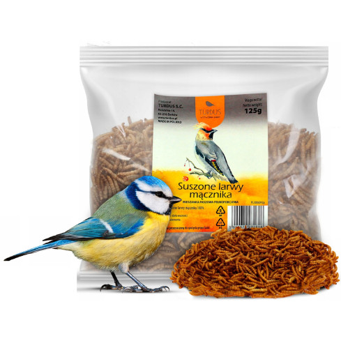Getrocknete Mehlwurmlarven für Vögel, proteinreiches Futter, 125 g