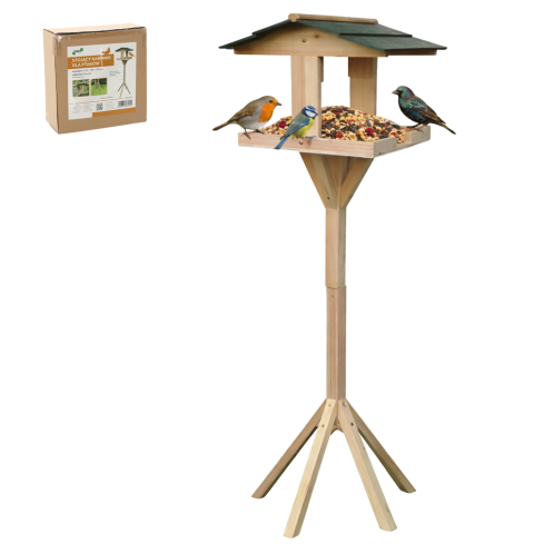 Vogelhäuschen aus Holz, auf einem Fuß, hoch, in Form eines Häuschens, 116 × 30 × 30 cm