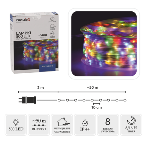 LED-Mikrolichter auf einer Rolle, 500 Stück, Lichterkette, Weihnachtsbeleuchtung, mehrfarbig, 3+50 m