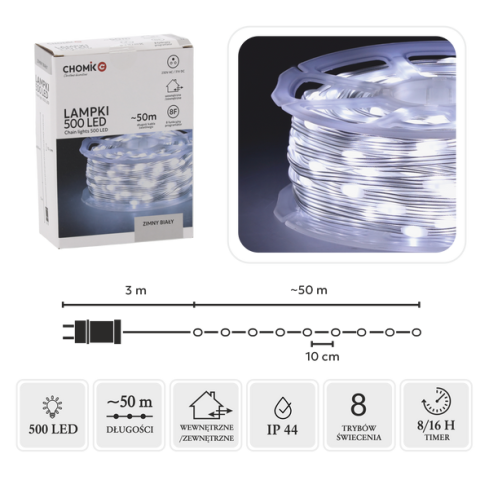 LED-Mikrolichter auf einer Rolle, 500 Stück, Lichterkette, Weihnachtsbeleuchtung, kaltweiß, 3+50 m