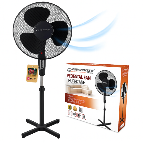 EHF001KK BODENVENTILATOR VENTILATOR ZYLKULATOR LEISTUNGSSTARK 50W STEHEND SCHWARZ EFFIZIENT