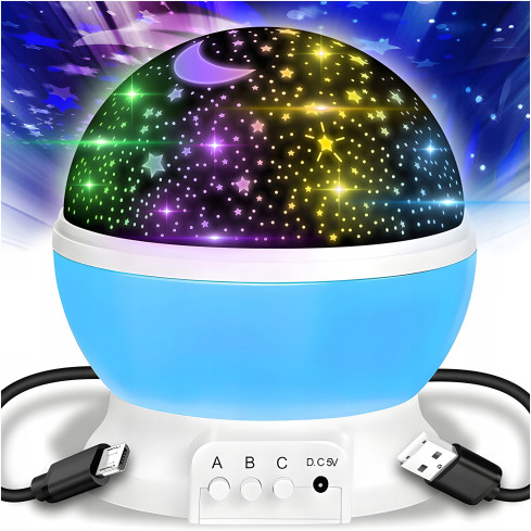 TG56632-3 Nachtlicht mit Sternenprojektor, um 360° drehbar, blau