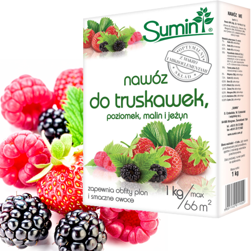 Sumin-Dünger für Erdbeeren, Walderdbeeren, Himbeeren und Brombeeren, optimale Zusammensetzung, 1 kg