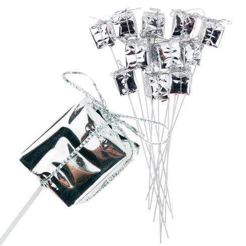 TG33329-1 GESCHENKE AUF FEDER DRAHT 12PCS SILBER WEIHNACHTEN DEKORATION