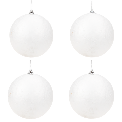 TG34724 Styroporkugeln, 4 Stück, Weihnachtskugel mit Aufhänger, 10 cm, Styropor-Weihnachtskugeln, Set