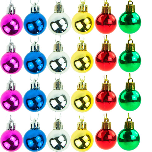 TG44046-14 BUNTE WEIHNACHTSBAUMKUGELN SATZ VON 24 STÜCK 3CM RETRO DEKORATIONEN