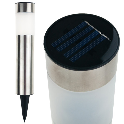 TG45633 SOLAR-GARTENLEUCHTEN LED-SÄULEN-SOLAR-GRÜN INOX silber