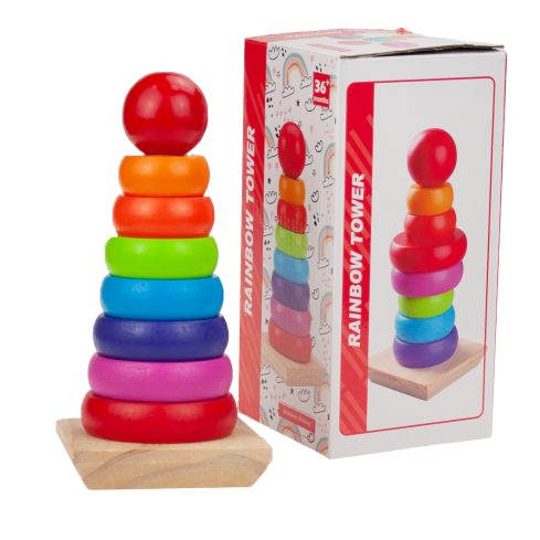 TG50038 PIRAMID SORTER Montessori TOWER WOOD BLOCKS