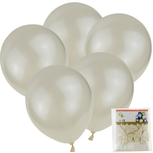 TG53244B METALLISCHE BALLONS 5PCS WEISS ECRU HOCHZEIT PERLE