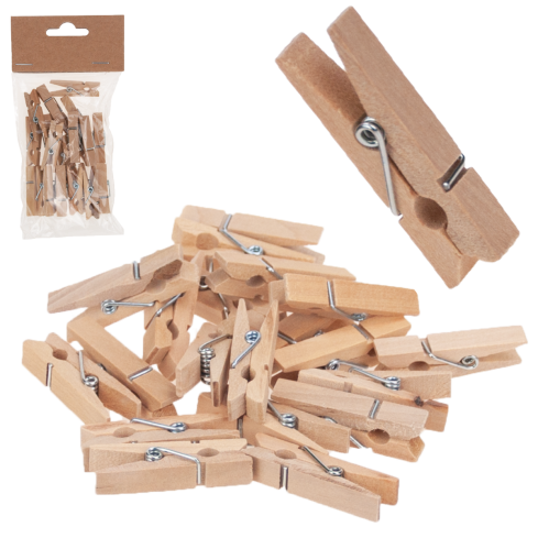 TG70279 Wäscheklammern aus Holz Mini-Clips Dekoration 100SZT/KPL