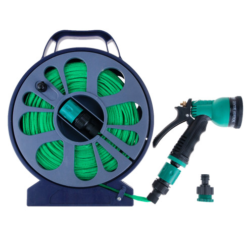 TG56042 Gartenschlauchabwicklung mit Spritzpistole auf 15m-Rolle
