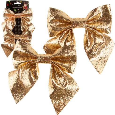 TG57533-2 RIESIGE BÖGEN 2PCS GOLD BÖGEN GLITTER DEKORATIVE WEIHNACHTSBAUM BAUM