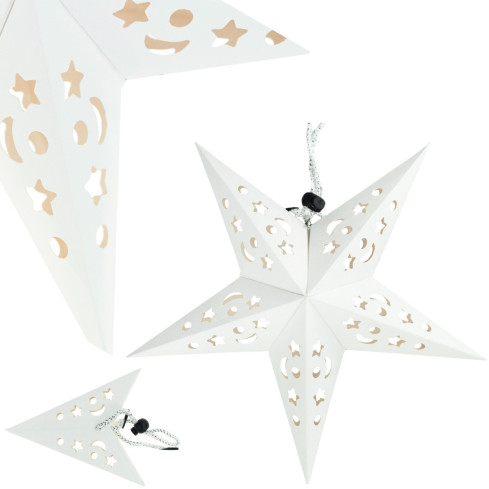 TG59705-1 Faltbarer Weihnachtsstern, 3D-Papier-Buntglas-Dekoration, durchbrochene Fensterdekoration, 27 cm