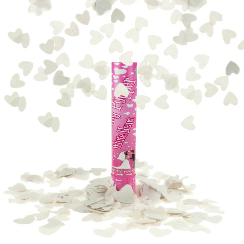 TG60120 CONFETTI TUBA SHOOTING WHITE HEARTS für eine Hochzeit Valentinstag-Empfang