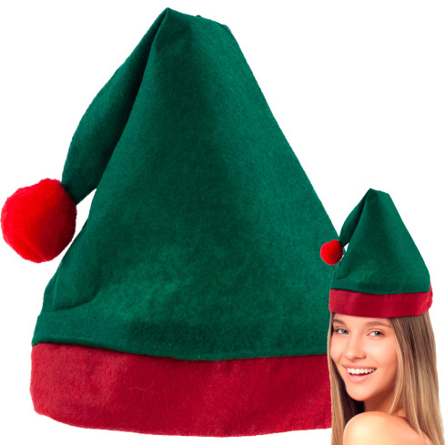 Elfenmütze, Weihnachtsmütze, universell, grün-rot, 1 Stück