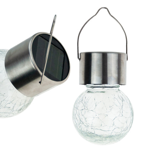 TG60452 SOLAR LED LAMPE GARTEN GLAS DEKORATIVE HÄNGELEUCHTE KUGEL HAKEN BALKON