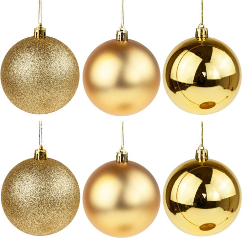 TG63127-2 Christbaumkugeln Christbaumkugel gold 8CM 6er Set Kugeln nicht klebend Strobe