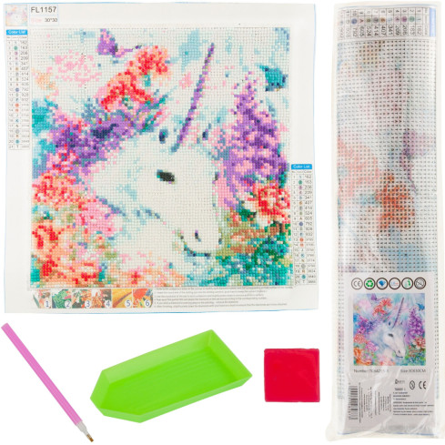 TG64203-3 DIAMANT-STICKEREI MALEREI 3D EINHORN