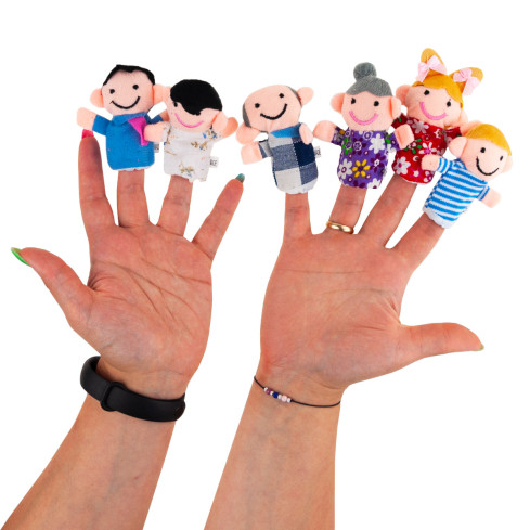 TG64628 Plüsch-Fingerpuppen, 6 Stück, Familie, Theater-Set, Fingerpuppen
