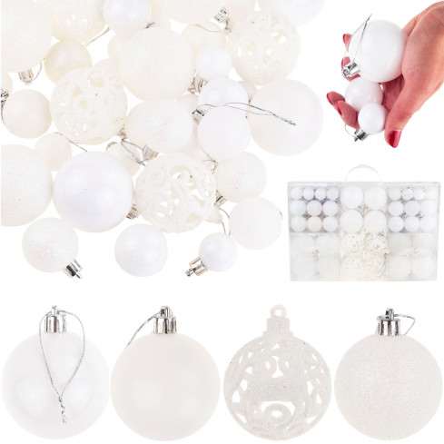 TG66272-1 Christbaumkugeln weiß KIT XXL 100pcs DECORATIONS Kugeln 6/4/3cm