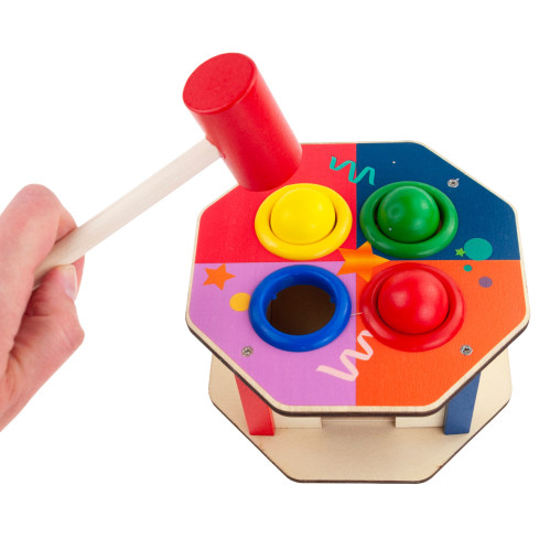 TG67016 Montessori-Steckspiel – Holzstecker + bunter Hammer