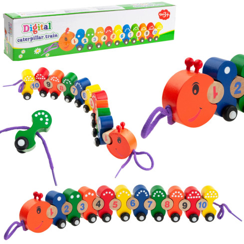 TG67019 Holzzug mit Raupenkette – Lernpuzzle zum Erlernen der Zahlen