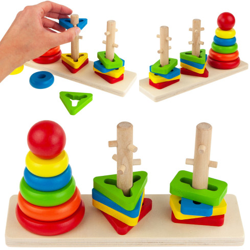 TG67023 Sortierspiel – logisches Geschicklichkeitsspiel aus Holz mit Formen und Turm aus Bausteinen