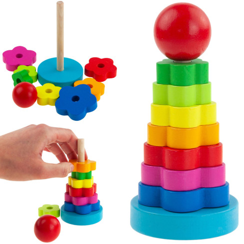 TG67026 Pyramide, Montessori-Sortierspiel, Turm, Holzklötze, Puzzle