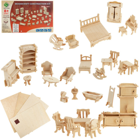 TG67315 Holzmöbel für Puppenhaus, 34-teiliges Set