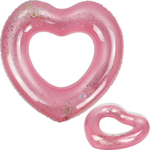 TG67359 AUFBLASBARES HERZRAD ROSA MIT SCHWIMMENDEN PAILLETTEN