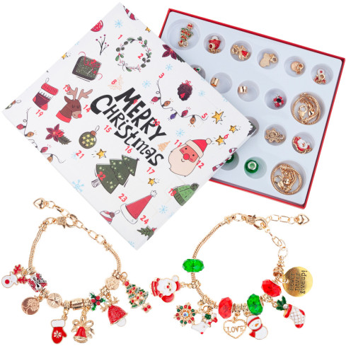TG70495 Adventskalender, Weihnachtsarmband, Schmuck, Geschenk, Anhänger, DIY