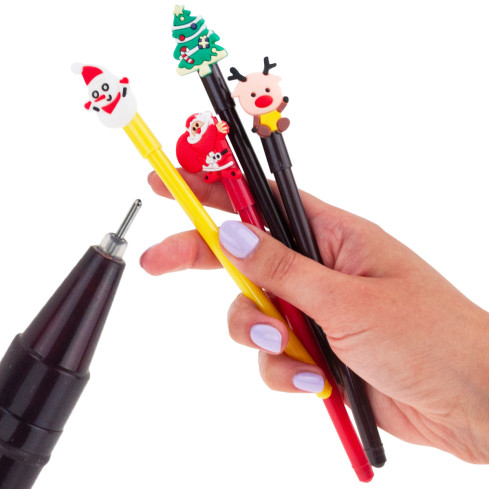 TG70496 Weihnachts-Gelstift mit Weihnachtsmann-Motiv, Geschenk zum Nikolaustag, 4er-Set