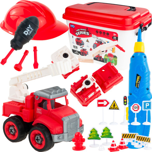 TG71069 Kleiner Feuerwehrmann – Set mit Feuerwehrfahrzeug, Spielzeugautos, Wagen und Zubehör (Helm) – 4-in-1