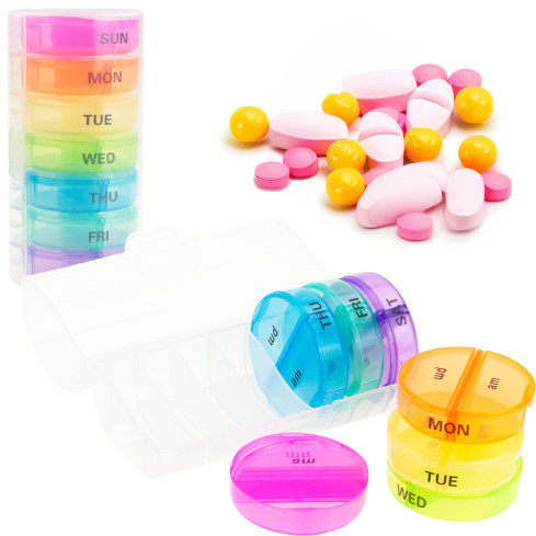 TG71402 MEDIKAMENTENKOFFER PILLENBOX ORGANIZER 7 TAGE WOCHE TAG NACHT 14 FÄCHER