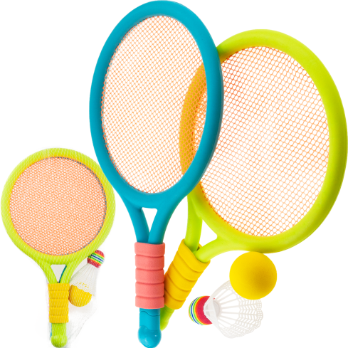 TG71584 Badminton-Set, Federball, farbige Schläger, Spielset