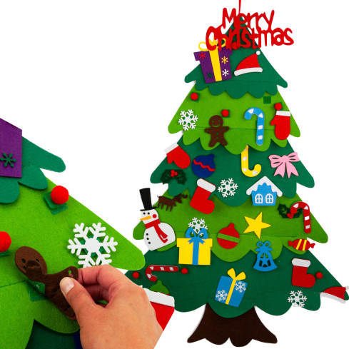 TG76362 Filz-Weihnachtsbaum mit selbstklebenden Verzierungen – kreativer Weihnachtsbaum