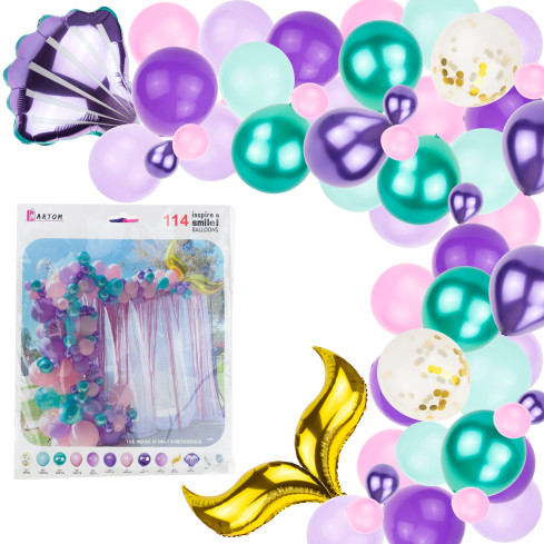 TG76543 BALLONGIRLANDE MEERJUNGFRAU MEER PASTELL BALLONSET