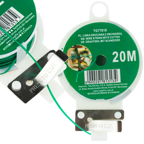 TG77619 Gartendraht, Gartenstrumpfband, Seil mit Abschneider 20m