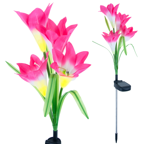 TG77663 SOLAR BLUMEN FÜR GARTEN BALKON LILIE PUSH IN DÄMMERUNG SENSOR