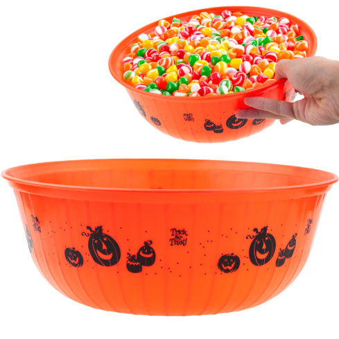 TG78553 Halloween-Bonbonschale mit Kürbismotiv, orange, 29 cm