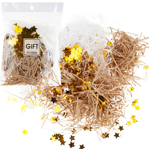 Geschenkfüllung, Heu, Sisal, Dekoration, mit Sternchen, umweltfreundlich, 30 g