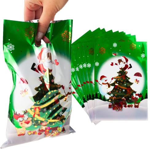 Geschenkbeutel, Geschenktüten, Plastiktüten, Nikolaus- und Weihnachtsartikel, 10er-Set.