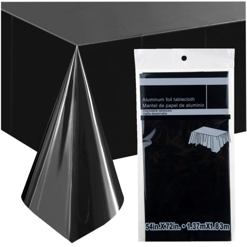 Tischdecke, aus Folie, schwarz, Halloween-Dekoration, Partydekoration, Größe 137 × 183 cm