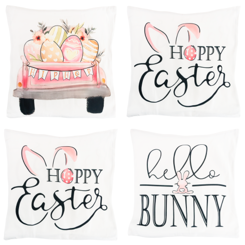 TG81305-KPL OSTERN SAMT KISSENBEZÜGE 45X45 CM 4 STÜCK DEKORATIVE HASEN