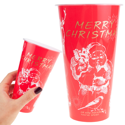 TG81343 Wiederverwendbarer Weihnachtsbecher aus Kunststoff, 450 ml, Nikolaus-Motiv