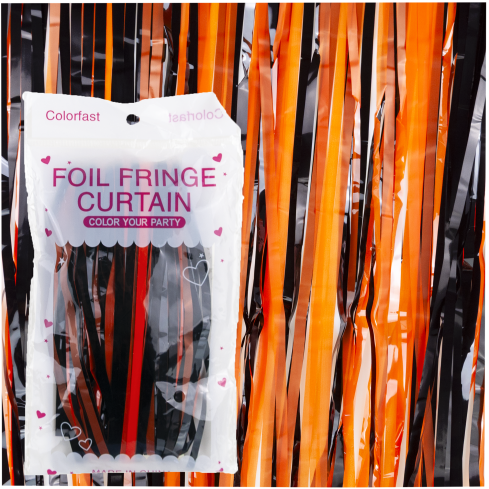TG83766 Dekorativer Halloween-Vorhang in Schwarz und Orange